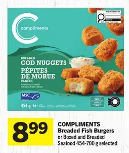 Foodland COMPLIMENTS Breaded Fish Burgers offer