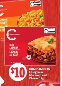 Foodland COMPLIMENTS Lasagna or Macaroni and Cheese offer