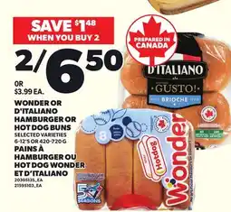 Independent City Market WONDER OR D'ITALIANO HAMBURGER OR HOT DOG BUNS, 6-12'S OR offer