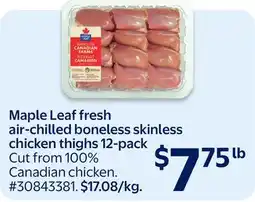 Walmart Maple Leaf fresh air-chilled boneless skinless chicken thighs 12-pack offer