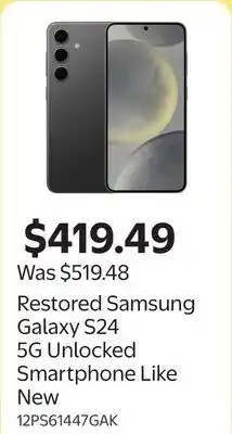 Walmart Restored Samsung Galaxy S24 5G Unlocked Smartphone Like New offer