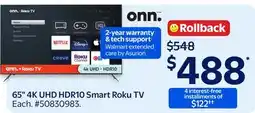 Walmart 65 4K UHD HDR10 Smart Roku TV offer