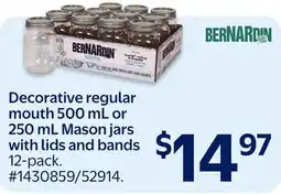 Walmart Decorative regular mouth 500 mL or 250 mL Mason jars with lids and bands offer