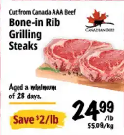Farm Boy Cut from Canada AAA Beef Bone-in Rib Grilling Steaks offer