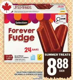 Food Basics SELECTION FOREVER FUDGE OR VANILLA SUPRISE ICE BARS offer