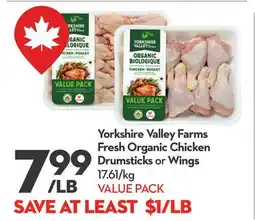 Longo's Yorkshire Valley Farms Fresh Organic Chicken Drumsticks or Wings offer