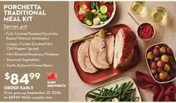 Longo's PORCHETTA TRADITIONAL MEAL KIT offer