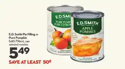 Longo's E.D. Smith Pie Filling or Pure Pumpkin offer
