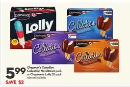 Longo's Chapman's Canadian Collection Novelties 8 pack or Chapman's Lolly 28 pack offer
