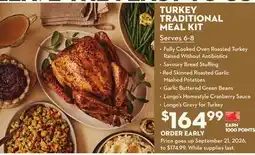 Longo's TURKEY TRADITIONAL MEAL KIT offer