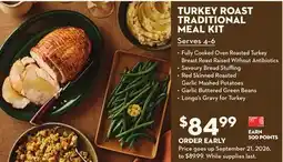 Longo's TURKEY ROAST TRADITIONAL MEAL KIT offer