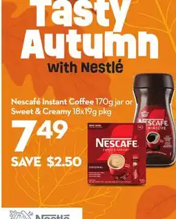 Longo's Nescafé Instant Coffee 170g jar or Sweet & Creamy 18x19g pkg offer