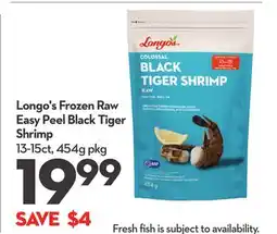 Longo's Longo's Frozen Raw Easy Peel Black Tiger Shrimp offer