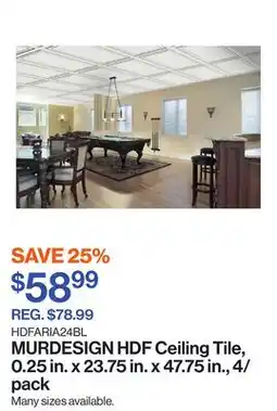 Patrick Morin HDF Ceiling Tile, 0.25 in. x 23.75 in. x 47.75 in., 4/pack offer