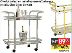 Sushi Shop Metal & Glass 2 Tier Bar Cart offer