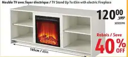 Sushi Shop TV Stand Up To 65in with electric Fireplace offer