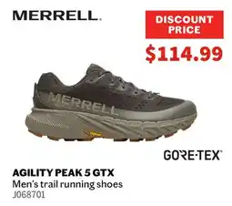 Sports Experts MERRELL AGILITY PEAK 5 GTX Men's trail running shoes offer