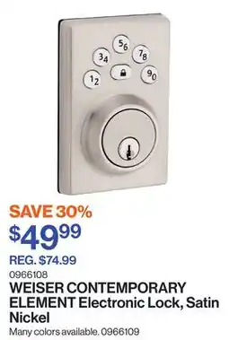 Patrick Morin CONTEMPORARY ELEMENT Electronic Lock, Satin Nickel offer