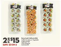 Longo's Bento Sushi California Rolls offer