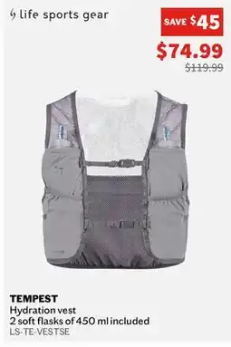 Sports Experts life sports gear TEMPEST Hydration vest offer