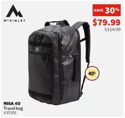 Sports Experts MCKINLEY NISA 40 Travel bag offer