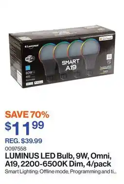 Patrick Morin LED Bulb, 9W, Omni, A19, 2200-6500K Dim, 4/pack offer
