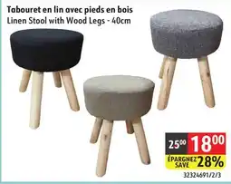 Sushi Shop Linen Stool with Wood Legs - 40cm offer
