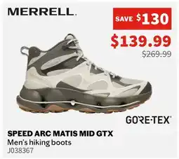Sports Experts MERRELL SPEED ARC MATIS MID GTX Men's hiking boots offer