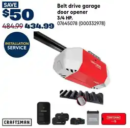 RONA Craftsman Belt drive garage door opener 3/4 HP offer