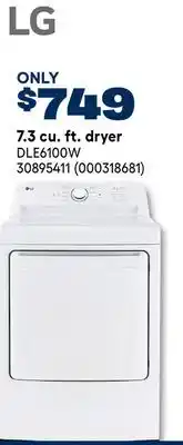 RONA LG 7.3 cu. ft. dryer offer