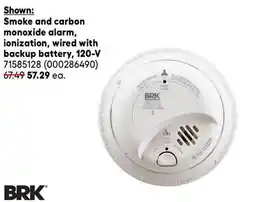 RONA BRK Smoke and carbon monoxide alarm, ionization, wired with backup battery, 120-V offer