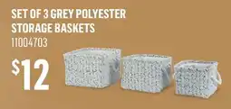 Canac Set of 3 Grey Polyester Storage Baskets offer