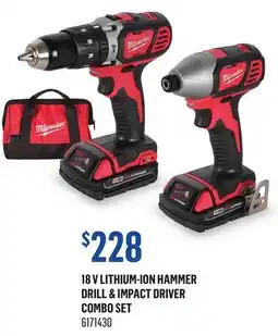 Canac 18 V Lithium-Ion Hammer Drill & Impact Driver Combo Set offer