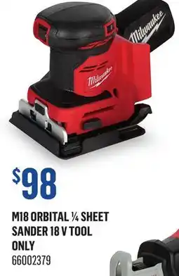 Canac M18 Orbital 1/4 Sheet Sander 18V Tool Only offer