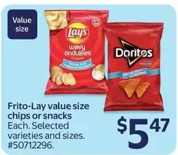 Walmart Frito-Lay value size chips or snacks offer