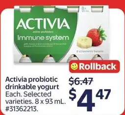 Walmart Activia probiotic drinkable yogurt offer