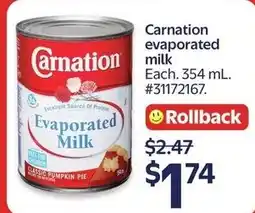 Walmart Carnation evaporated milk offer