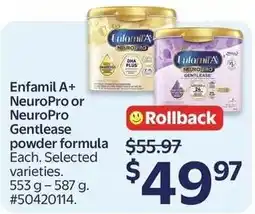 Walmart Enfamil A+ NeuroPro or NeuroPro Gentlease powder formula offer