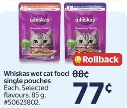 Walmart Whiskas wet cat food single pouches offer
