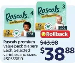 Walmart Rascals premium value pack diapers offer