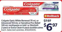 Walmart Colgate toothpaste or toothbrushes offer