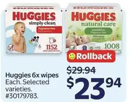 Walmart Huggies 6x wipes offer