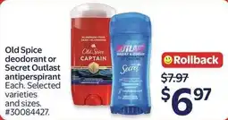 Walmart Old Spice deodorant or Secret antiperspirant offer