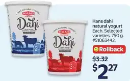 Walmart Hans dairy dahi natural yogurt offer