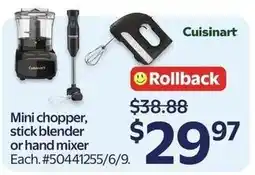 Walmart Cuisinart mini chopper, stick blender or hand mixer offer