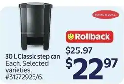 Walmart Mistral 30 L Classic step can offer