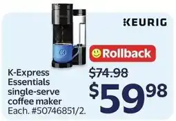Walmart Keurig K-Express Essentials single-serve coffee maker offer