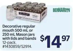Walmart Bernardin decorative regular mouth mason jars offer