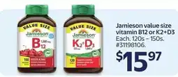 Walmart Jamieson value size vitamin B12 or K2+D3 offer