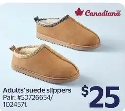 Walmart Canadiana adults' suede slippers offer